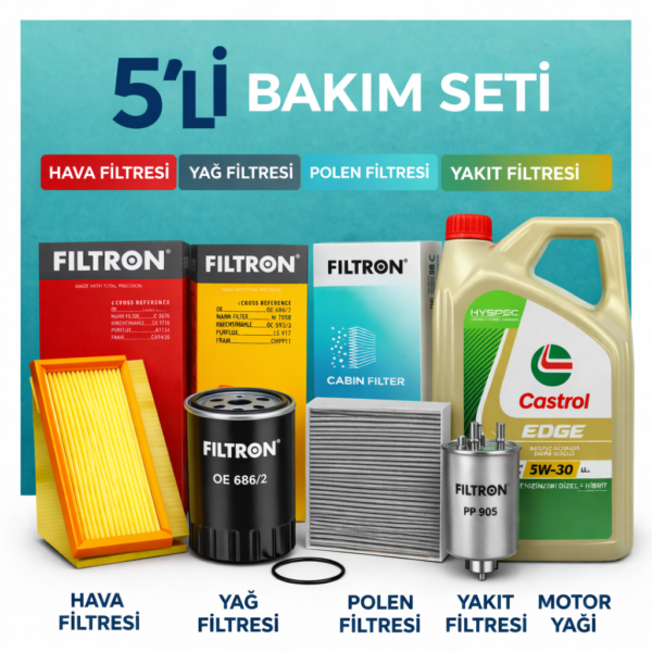 Filtron Opel Zafira 1.6 Dizel Castrol Edge 5W-30 Motor Yağı Filtre Seti (2013-2019) 5 Li